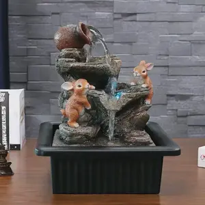 Easter Decorations.Rabbit Table Fountain Waterfall Fountain, Indoor Relaxation Water Feature Meditation Fountain