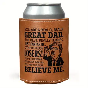 Premium Faux Leather Can Cooler Sleeve, 12 Oz Drink Carrier, Durable & Stylish Design, Ideal Gift for Dad, Mom, Friends, Family