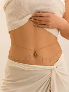 Women's Rhinestone Decorated Tiered Layered Waist Chain, 2024 New Style Body Jewelry for Party & Daily Clothing Decor, Trendy Cool Female Accessories for Birthday Gift, Belly Chain