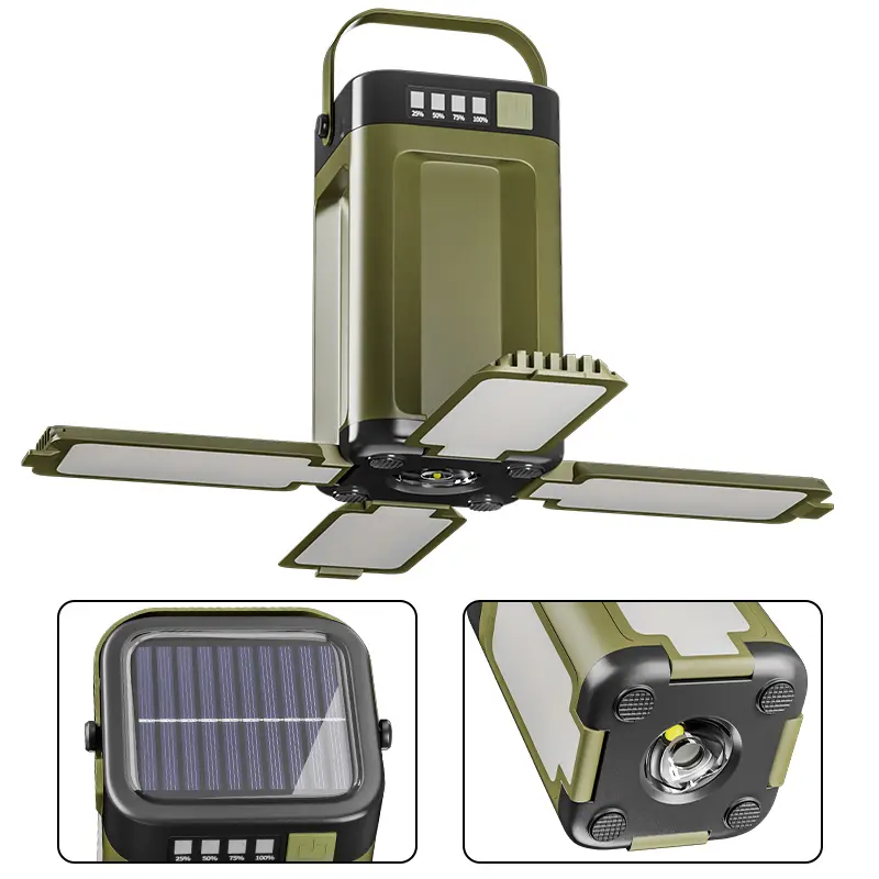 Foldable Rechargeable LED Camping Light, Solar & USB Dual Power Adjustable Waterproof Multifunctional LED Flashlights, Portable Emergency Light, Battery Level Display, Portable Outdoor Tent Lamp, Multifunctional Lighting