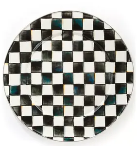 MacKenzie-Chills Courtly Check Serving Platter, Elegant Ceramic Serving Tray, Decorative Kitchen Dinnerware for Hosting Parties
