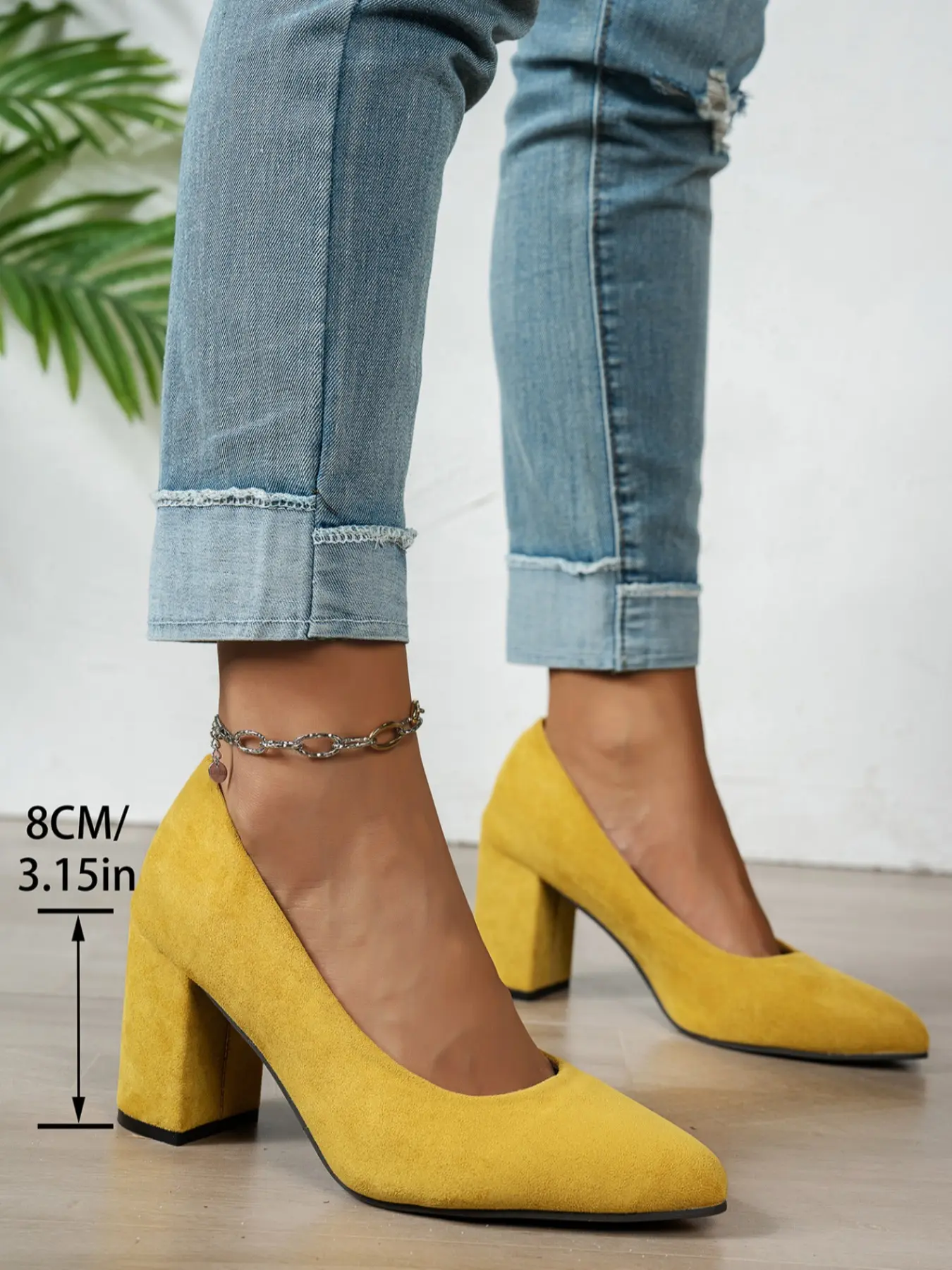 Women's Casual Slip-On Western Heeled High Heel Shoes, Spring & Fall Fashion Footwear, Comfortable Round Toe Design, Perfect for Daily Wear, Slip On Pumps, Elegant Heeled Shoes