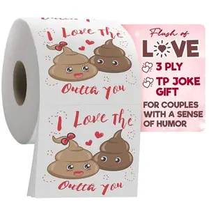 Romantic Toilet Paper Roll by Gagster - 3 Ply Funny Novelty Gag TP - 200 Sheets Per Roll For Birthday Valentine's Day and Anniversary Gag Gift Printed on Every Sheet - I Love the "Stuffing" Outta You