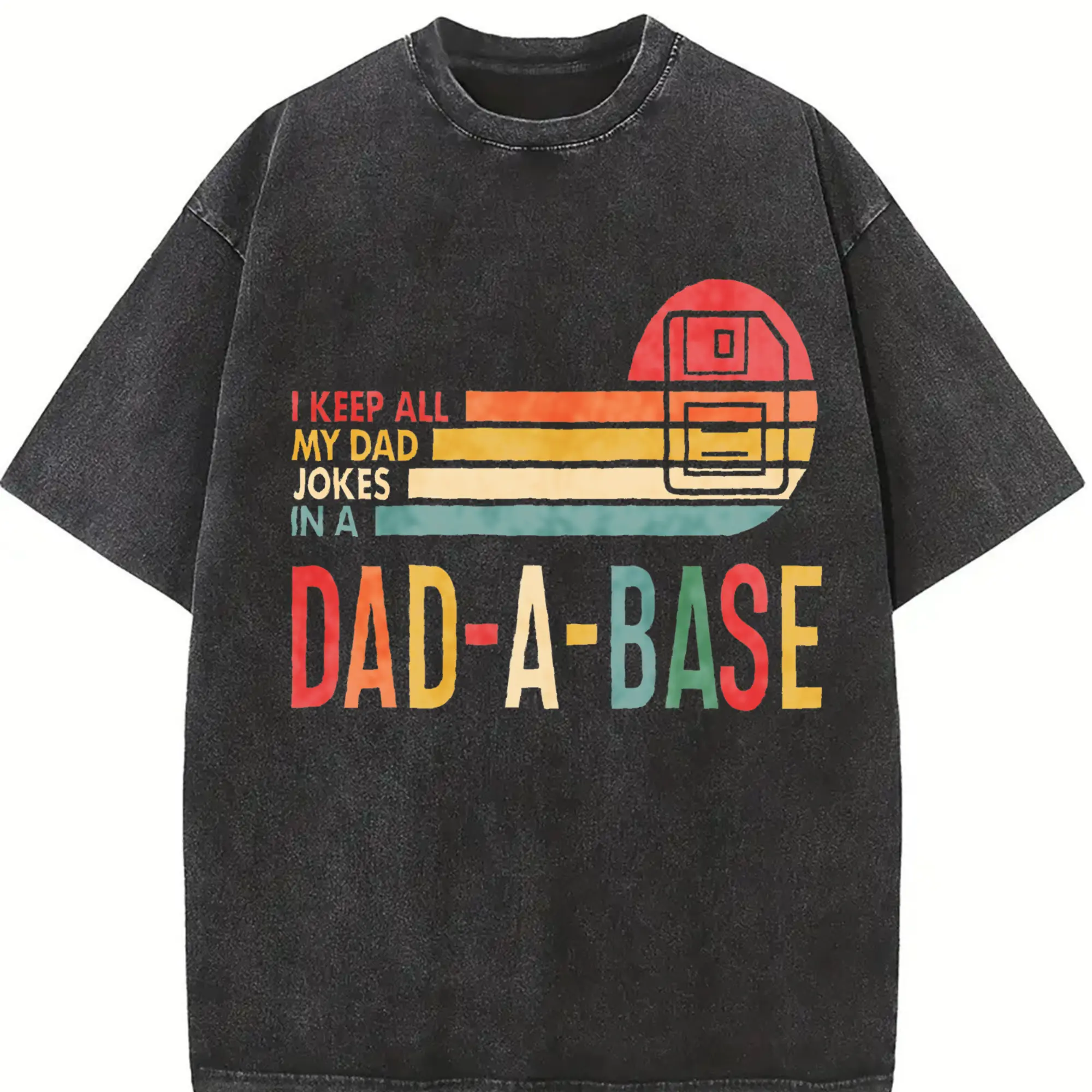 230g Washed, Dad's Secret Printed T-Shirt, High-Quality Batik Retro Fashion Brand T-Shirt, Men's T-Shirt, Beach Essential, Men's Summer Wear Summer T-Shirt, Holiday Gift, Perfect Presentlady