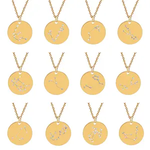 Zodiac Constellation Necklaces (12 Sign Options) — Gold-Plated with Crystal Stars, Perfect for Daily Wear or Valentine’s Gifting. Buy Two: One for You + One for Your Person, or Save One for Future Gifting.#DailyWearJewelry #ValentineGiftForCouple #BuyTw