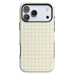 Yellow Gingham Phone Case, Pastel Picnic Aesthetic Design, Cottagecore Checkered Protective Cover, Trendy Gift Idea