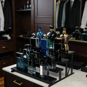 Lifewit Large Vintage Rustic Wooden Display Riser with Metal Holder, Organizer for Perfume, Cologne, Cosmetics, and Collectibles Shelf Rack Storage Unit Set Installation