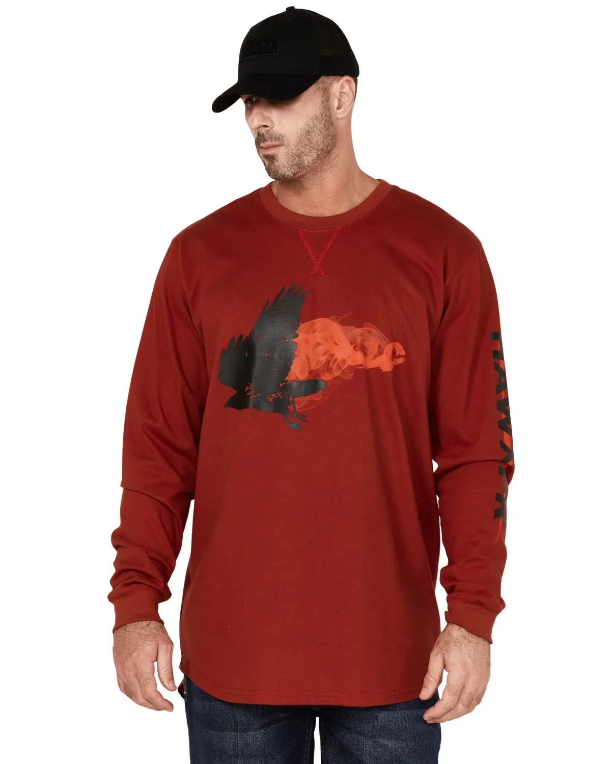 Hawx Men's Men'S Fr Flame Graphic Long Sleeve Work T-Shirt - Hxfrsp22k62-Dkred