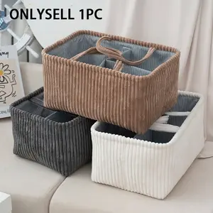 New Simple Nordic Style Multifunctional Organizing Corduroy Storage Basket, Foldable, Collapsible Storage Baskets, Ideal for Baby Care, Renting, Small Spaces, Multi-Scene Use