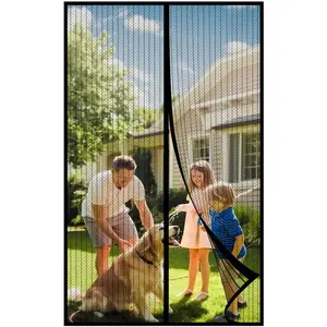 Easy-Install Magnetic Mesh Curtain for Summer - Insect & Mosquito Repellent, Breathable Polyester Blend, Classic Style, Ideal for Bedroom, Living Room & Wardrobe Doors