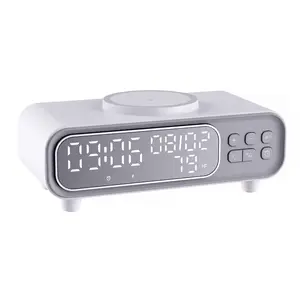 Multifunctional Desktop LED Digital Alarm Clock, Time Temperature Wireless Charger, Ideal for Home Office Bedroom Nightstand, Yz-6 Model