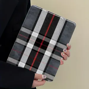 Vintage Black White Plaid Tablet Case, Classic Aesthetic Cover, Auto Wake/Sleep Feature, Drop-Proof Scratch-Resistant, Clear Acrylic Back, Fits 7.9/12.9/13 Inch, Full Shockproof Protection for Office & Daily Use