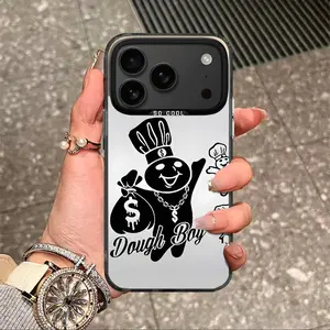 Trendy personality Cartoon Dough Boy pattern Casing For iphone 17 16 15 14 13 12 11 X XS SE23 PRO PLUS MAX AIR Hard TPU PET PC Black Silver Hard  Anti-Drop Protective camera protection Tough Phone Cases Shell Shockproof showcases individuality L1441