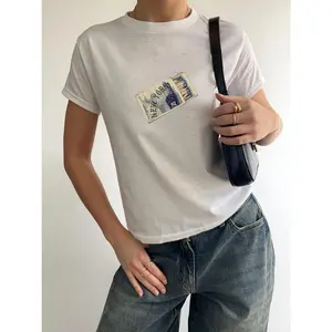 Vintage Matchbook Baby Tee Trendy Fitted Crop Top Matchbook New York Aesthetic Simple Y2K Vintage 90s Baby Tee 100% Cotton