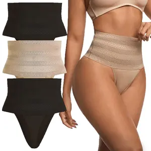 Quenchless Thirst Women's High Waist Tummy Control Thong Shapewear Breathable Comfortable Stretchy Underwear for Women