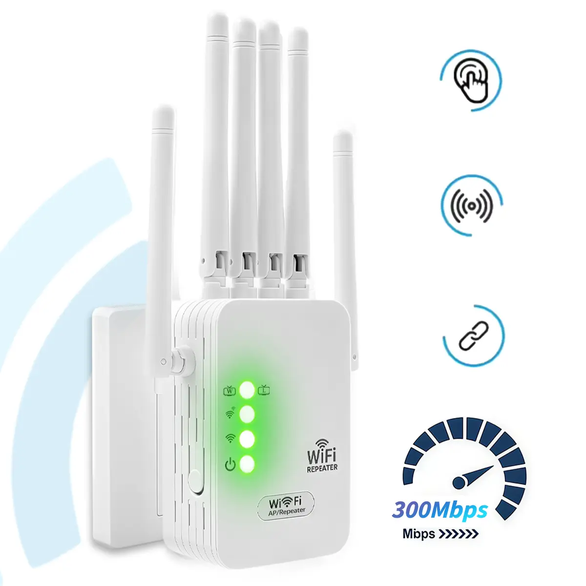 6-antenna WiFi extender, WiFi Extender Signal Booster, Dual Band 5.8GHz&2.4GHz, WiFi Booster Covers Up to 12000 Sq.ft, Wireless Signal Repeater, WiFi Repeater 1.2Gbps with Ethernet Port, One-tap Setup, WiFi Range Extender