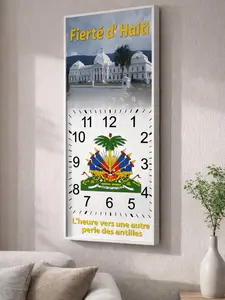 Haiti Pride Vertical Wall Clock 30×60cm – Decorative Living Room Home Decor