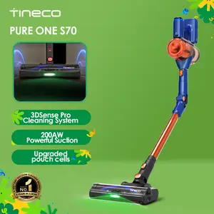 Tineco Pure ONE S70 (Orange) Cordless Vacuum Cleaner, 200AW Powerful Suction, 3D Sense Pro Cleaning System, 6-Stage Filtration with 95min Runtime, Zero Tangle Brush with 180° Foldable Tube
