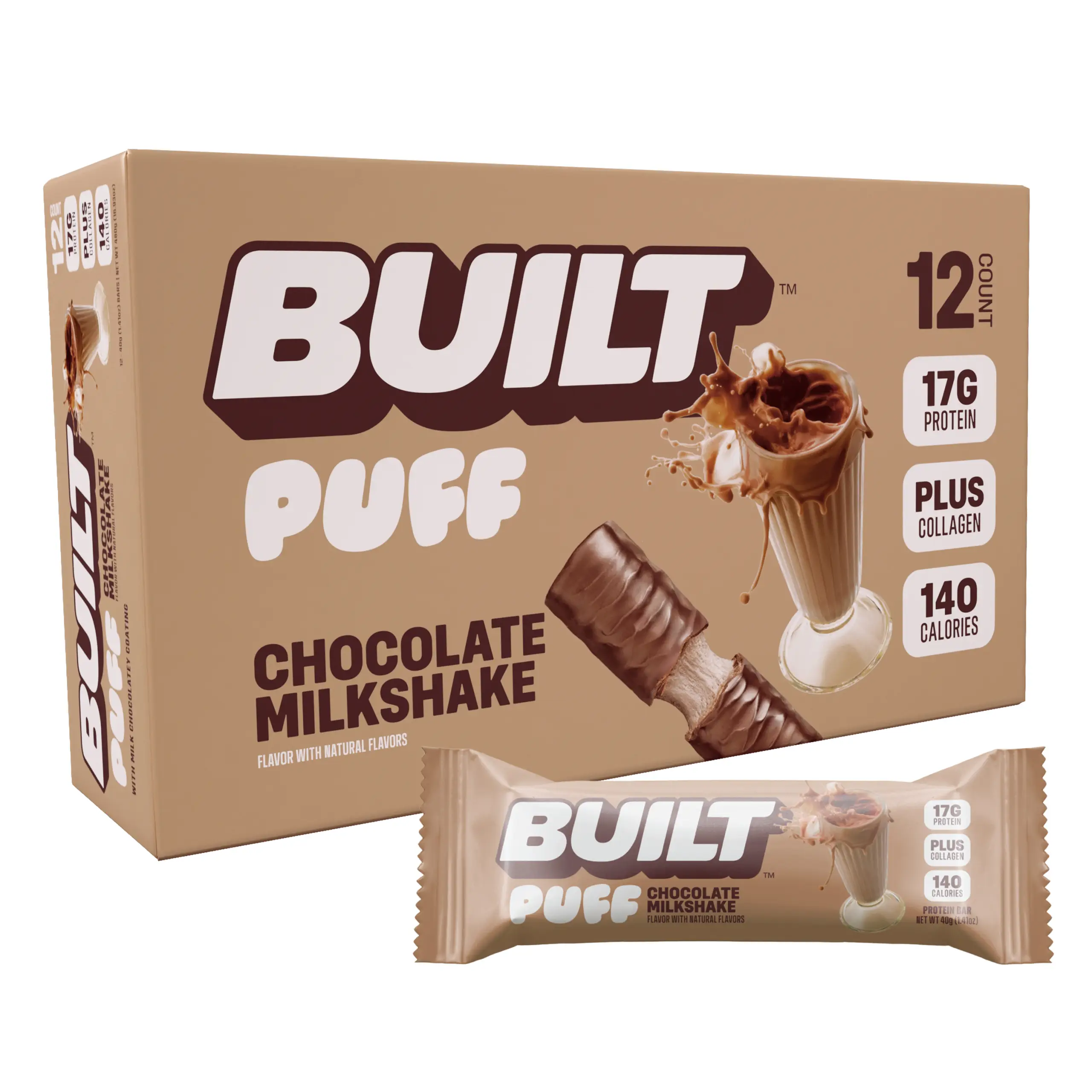 Built Bar, Chocolate Milkshake Puff, Puff Protein Bar, Protein Packed Snack