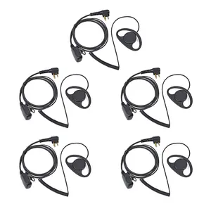 D Shape Two Way Radio Earpiece with PTT, Walkie Talkie Headset with Swivel Boom Microphone for Motorola 2 Way Radio CLS1110 RDM2070d CP200 CP200d CLS1410 CLS1413 CLS1450 Radio(5 Pcs)