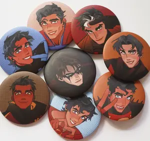 COMIC BOOK CHARACTER 2.25" HEART BUTTONS