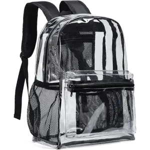 Clear Backpack Heavy Duty PVC Transparent Backpack with Reinforced Strap for College Workplace