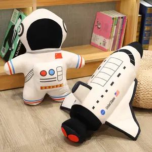 Creative Astronaut Rocket Pillow Plush Toy Spaceman Doll Space Shuttle Stuffed Doll Gift for Kids