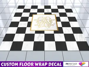 Custom Black and White Checkered Dance Floor Wrap Vinyl - Removable Gloss Vinyl Stickers for Indoor Events, Smooth Decorative Ornaments