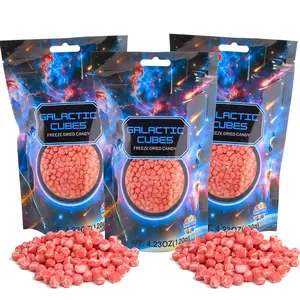 Freeze Dried Galactic Cubes Strawberry Mini Crunchy Candy, Light Crispy Snack for Movie Night, Resealable Bag, 4.23 oz Pack of 3
