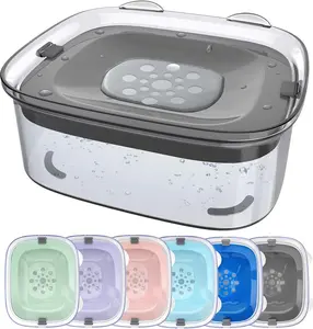 3L  Water Bowl No Spill, 101oz Large Spill Proof  Bowl Reduce Refill, Anti Splash No Mess Dispenser Dripless Slow Drinking Water Bowl for Sloppy  Drinkers (Gray)