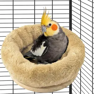 Medium Bird Nest for Cage, Removable Plush Parrot Hammock Warm Resting Perch Platform for Budgies Cockatiel Conure Parakeet Hamster Washable Breeding Sleeping Nesting