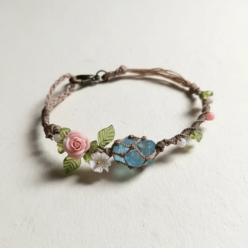 Deep Blue Secret, High-Quality Natural Bracelet, Serene Sky Sea, Natural and Synthetic Fiber Rope, April Birthstone, Ocean, Sky, Blue Starry Elements, Suitable for Daily Wear, Parties, Vacations, Valentine'S Day, Earth Day, New Year Seasonal Accessories,