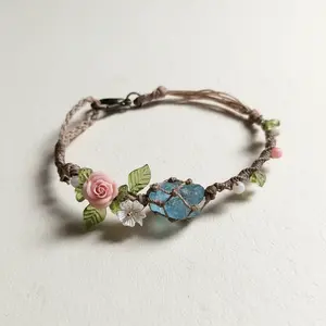 Deep Blue Secret, High-Quality Natural Bracelet, Serene Sky Sea, Natural and Synthetic Fiber Rope, April Birthstone, Ocean, Sky, Blue Starry Elements, Suitable for Daily Wear, Parties, Vacations, Valentine'S Day, Earth Day, New Year Seasonal Accessories,