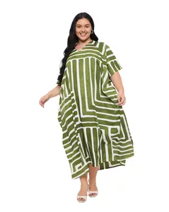 Gypsie Blu Caftans for Women Plus Size Polyester Beach Kaftan Cover Up African Long Kimonos Printed House Dresses (Green)