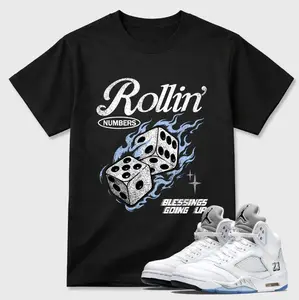 White Metallic 5 Outfit Shirt, White Metallic 5 Sneaker Match Shirt, Sneakerhead Graphic Tee, Trendy Streetwear Cotton T-Shirt, Unisex Shirt Gift
