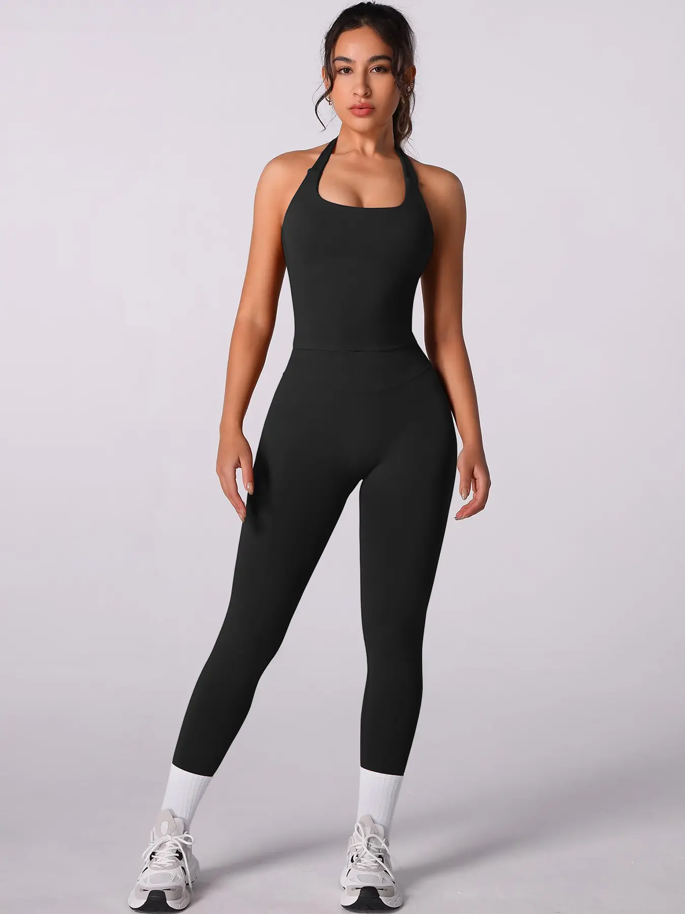 Two-Piece Set Women's Solid Seamless Crop Tank Top & High Waist Leggings Tracksuit Set, Gym Sets, Athletic Wear, Active Wear, Yoga Clothes Set, Sporty Breathable Comfortable Outfits for Yoga Gym Running, Ladies Sportswear for All Seasons
