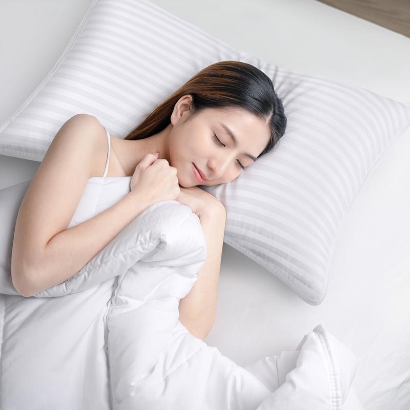 Utopia Bedding Hotel-Quality Bed Pillows for Sleeping - Set of 4, Soft Contoured Design, White Striped, Queen Size, Comfort for Back, Stomach, or Side Sleepers