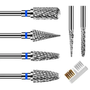 CGBE Nail Drill Bits, 6 Piece Nail Drill Bit Grinding Heads Carbide Machine Accessories for Manicure Remove Acrylic or Hard Gel Polygel, 3/32 Inch Professional Bits for Nail Cutter - Medium