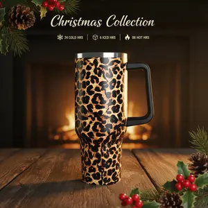 SYACOT Christmas Tumbler 40oz Stainless Steel Insulated Travel Mug with Handle & Straws - Perfect Holiday Gift for Friends Family Coworkers - Winter Coffee Mug for Travelers Drivers Teachers