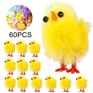 60-Piece Easter Mini Plush Chick Set, Soft 1.1-Inch Decorative Chicks, Realistic Farm Animal Ornaments, Cuddly Stuffed Animal, Perfect Party Favors & Gift Bags