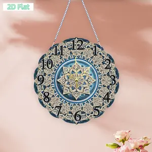 2D Flat DIY Irregular Shaped Drilling Diamond Painting Ornament with Clock Function Diamond Painting Clock Pendant Diamond Art DIY Diamond Painting Kit for Adults & Beginners, No Skills Needed. Sparkling Art to Brighten Rooms & Perfect Festive Gift