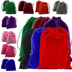 5/10Pcs Velvet Drawstring Bags Cloth Gift Bag Velvet Storage Pouch Velour Favors For Jewelry Wedding Party Candy Bag 5x7-15x20cm