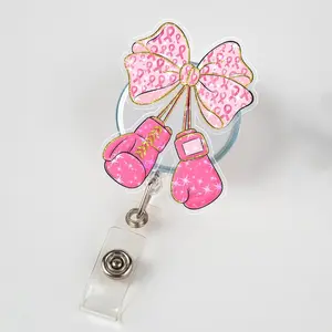 Coquette Breast Cancer Badge Reel, Healthcare Worker Badge Clip, Breast Cancer Awareness, October Badge Reel