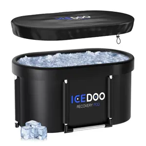 XL 129 Gal Large Oval Ice Bath Tub for Athletes,Multiple Layered Portable Outdoor Cold Plunge Tub for Recovery