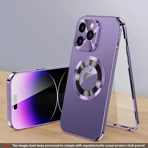 Metal Anti-Drop Shockproof Protective Durable Phone Case Cover with Built-In Screen Protector, Compatible with iPhone 16 Pro Max, 16, 14 Pro Max, 13 Pro Max, 12, 11