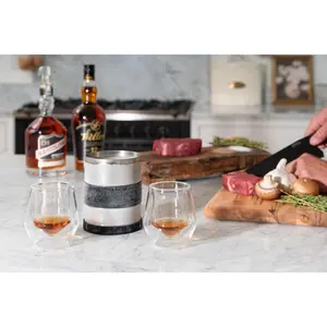 Nesh Whiskey Chiller and Double Wall Glass Tumbler Set