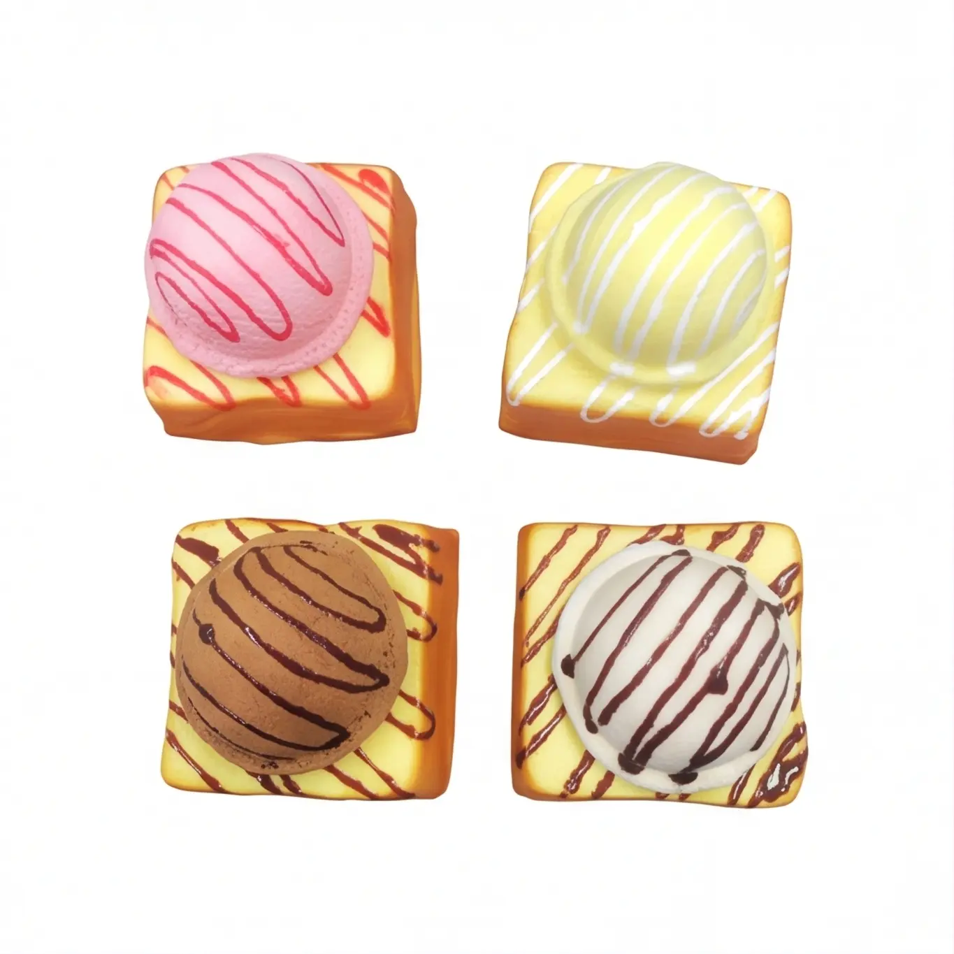 1PC Simulated Ice Cream Bread Stress Relief Squeeze Toys,Styles shipped randomly,Realistic Bread/Ice Cream/Cheese Squishy Toy,Perfect Gift,Goodie Bags Stuffers,Classroom Rewards,Birthday Gift -Assorted Varieties