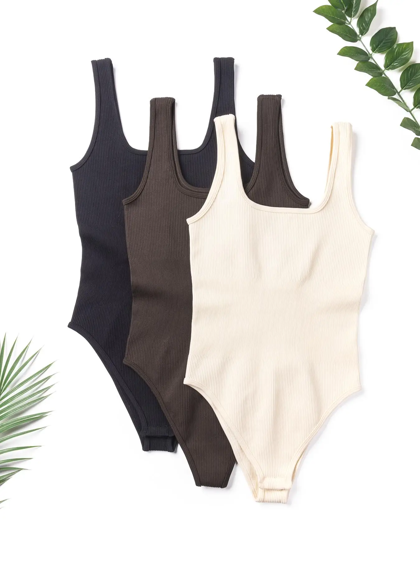 Sporty Women's Sleeveless Square Neck Sports Tummy Control Bodysuit, Casual Seamless Summer Tank Bodysuit, Workout Outfits, Ladies Summer Sportswear f