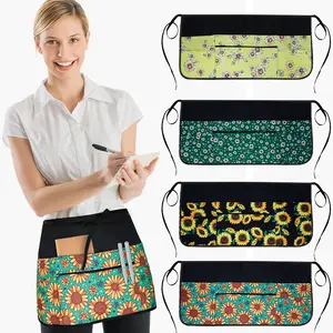 Solid Color Server Apron with Pocket, 1 Count Waiter Half Apron, Work Short Apron for Kitchen & Restaurant & Bar, Baking & Cooking Accessories, Kitchen Cooking Aprons