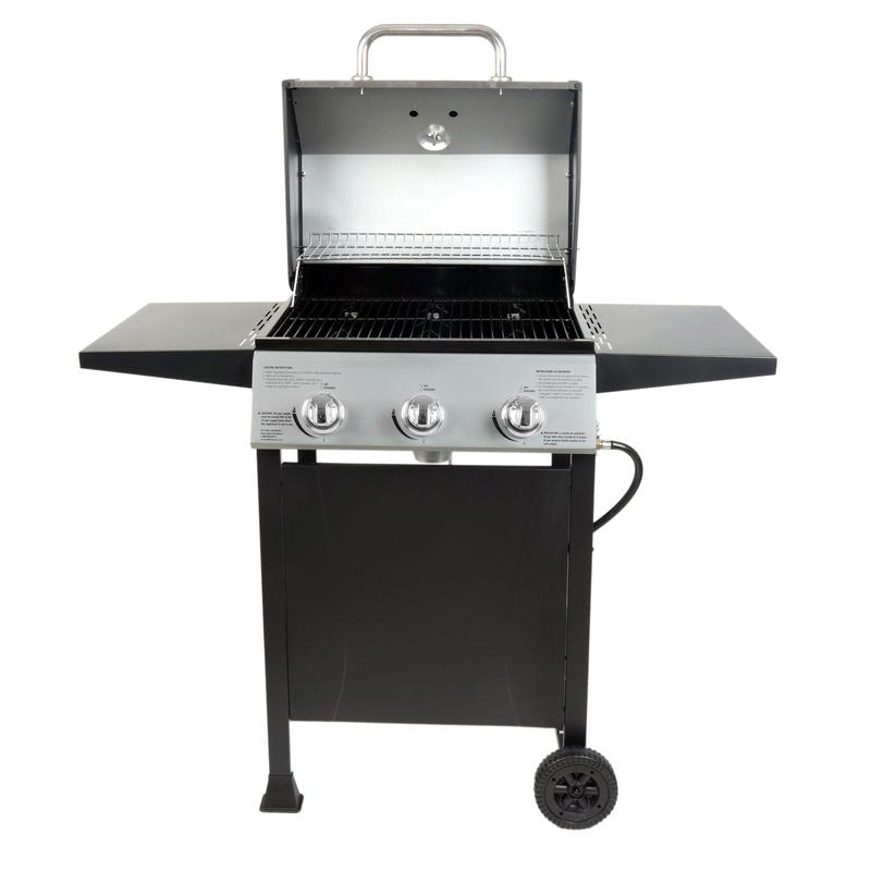 Grill Boss 27,000 BTU 3 Burner Propane Gas Grill w/Wheels, Cover, & Side Shelves